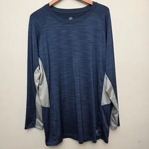 Hang Ten XXL Mens UPF 50+ Long‎ Sleeve Athletic Shirt Blue Gray Activewear
